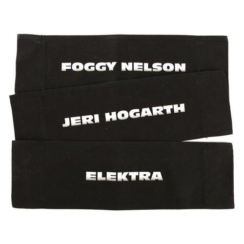 Lot #153: MARVEL'S THE DEFENDERS (T.V. SERIES, 2017) - Foggy Nelson&Atilde;&cent;&acirc;&sbquo;&not;&acirc;&bdquo;&cent;s, Jeri Hogarth&Atilde;&cent;&acirc;&sbquo;&not;&acirc;&bdquo;&cent;s, and Elektra Natchios&Atilde;&cent;&acirc;&sbquo;&not;&acirc;&bdquo;&cent; Chairbacks