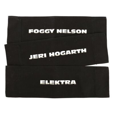 Lot #153: MARVEL'S THE DEFENDERS (T.V. SERIES, 2017) - Foggy Nelson&Atilde;&cent;&acirc;&sbquo;&not;&acirc;&bdquo;&cent;s, Jeri Hogarth&Atilde;&cent;&acirc;&sbquo;&not;&acirc;&bdquo;&cent;s, and Elektra Natchios&Atilde;&cent;&acirc;&sbquo;&not;&acirc;&bdquo;&cent; Chairbacks