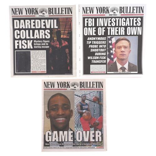 Lot #161: MARVEL - VARIOUS PRODUCTIONS (T.V. SERIES, 2015 - 2019) - Set of Three New York Bulletin Newspaper Covers