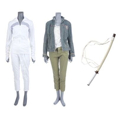 Lot #181: MARVEL'S IRON FIST (T.V. SERIES, 2017 - 2018) - Colleen Wing's Emergency Room Costume and Cage Fight Costume with Stunt Katana