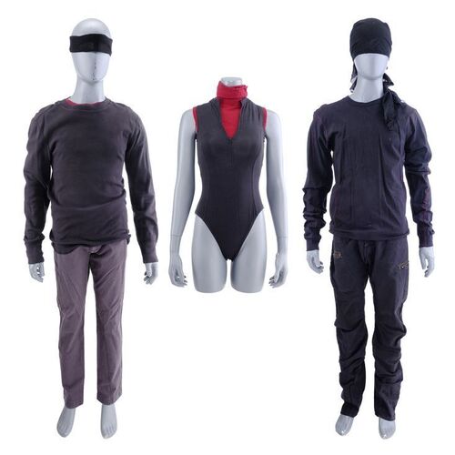 Lot #189: MARVEL'S DAREDEVIL (T.V. SERIES, 2015 - 2018) - Daredevil Vigilante Costumes with Mask Components and Elektra Natchios' Tunic