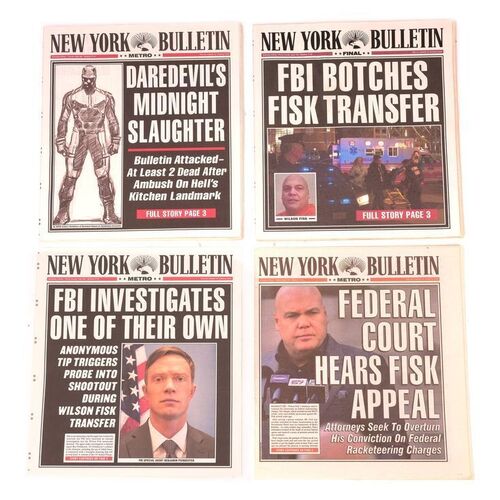 Lot #197: MARVEL'S DAREDEVIL (T.V. SERIES, 2015 - 2018) - Set of Five New York Bulletin Newspapers