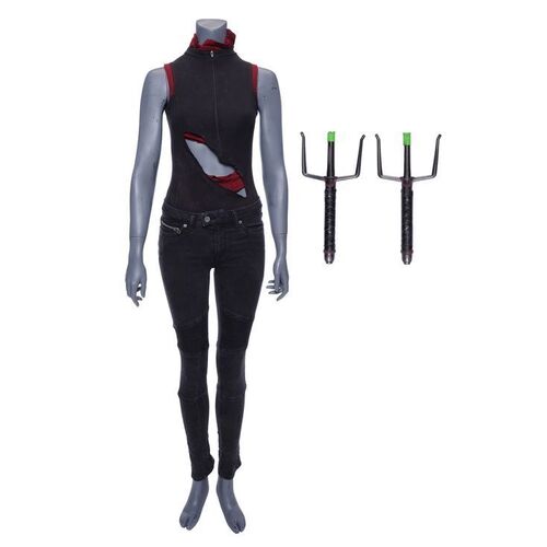 Lot #198: MARVEL'S DAREDEVIL (T.V. SERIES, 2015 - 2018) - Elektra Natchios' Tunic Costume and VFX Sais