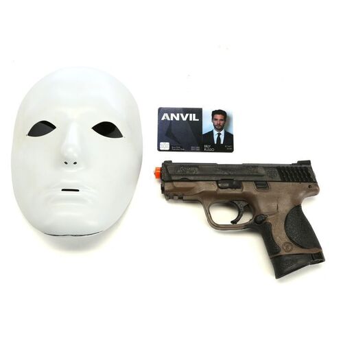 Lot #202: MARVEL'S THE PUNISHER (T.V. SERIES, 2017 - 2019) - Billy Russo's Jigsaw Camera Test Mask, Stunt Handgun, and Anvil ID