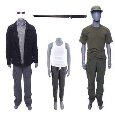Lot #211: MARVEL'S DAREDEVIL (T.V. SERIES, 2015 - 2018) - Set of Two Stick's Costumes and Young Elektra Natchios' Training Costume