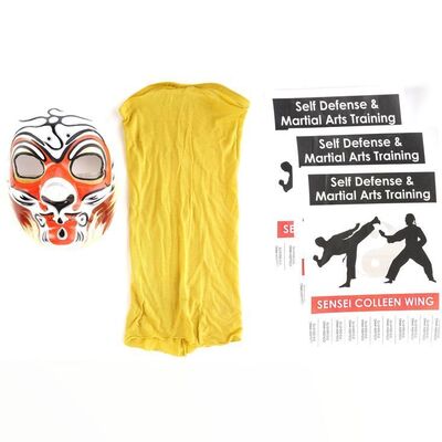 Lot #238: MARVEL'S IRON FIST (T.V. SERIES, 2017 - 2018) - Danny Rand's Culture Celebration Mask, Cloth Face Mask, and Colleen Wing's Dojo Flyers