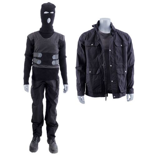 Lot #239: MARVEL'S THE PUNISHER (T.V. SERIES, 2017 - 2019) - Frank Castle's Poloznev Intimidation Jacket and Battle Damaged Army Base Attack Costume