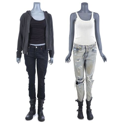 Lot #251: MARVEL'S JESSICA JONES (T.V. SERIES, 2015 - 2019) - Jessica Jones' Hospital Release Costume and Tank Top Costume