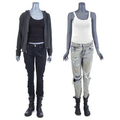 Lot #251: MARVEL'S JESSICA JONES (T.V. SERIES, 2015 - 2019) - Jessica Jones' Hospital Release Costume and Tank Top Costume