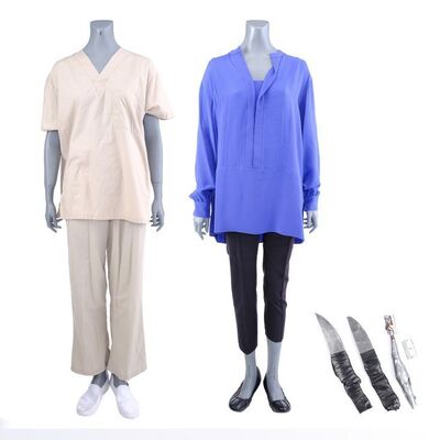Lot #265: MARVEL'S LUKE CAGE (T.V. SERIES, 2016 - 2018) - Mariah Dillard's Park Interview and Prison Take Over Costumes with Stunt Prison Weapons