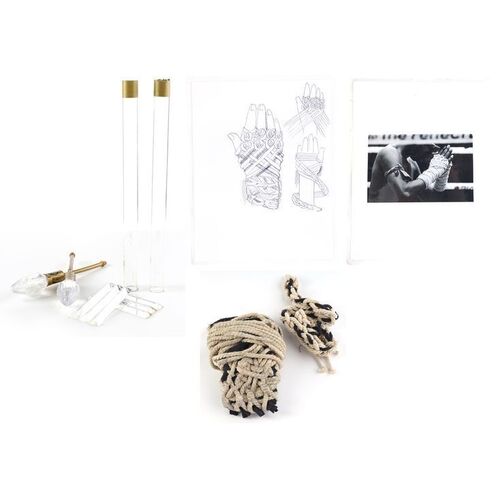 Lot #273: MARVEL'S DAREDEVIL (T.V. SERIES, 2015 - 2018) - Daredevil's Stunt Chandelier Batons with Stunt Light Fixture, Prism Projectiles, and Muay Thai Glove Wraps