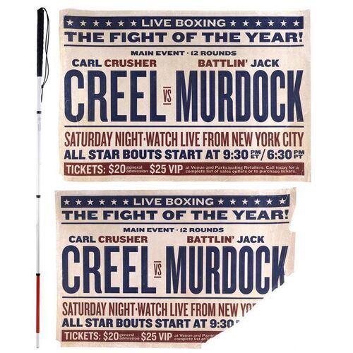 Lot #294: MARVEL'S DAREDEVIL (T.V. SERIES, 2015 - 2018) - Matt Murdock's Walking Cane with Fogwell's Boxing Posters