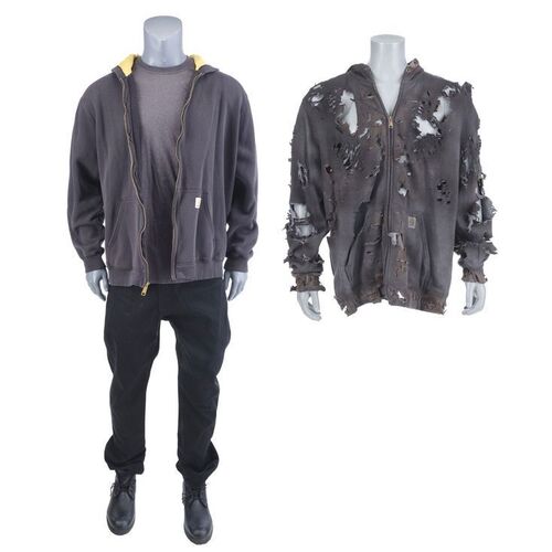 Lot #334: MARVEL'S LUKE CAGE (T.V. SERIES, 2016 - 2018) - Luke Cage's Growhouse Costume and Fire Damaged Bullet Attack Hoodie