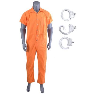 Lot #349: MARVEL'S THE DEFENDERS (T.V. SERIES, 2017) - Luke Cage's Seagate Prison Jumpsuit and Stunt Prison Release Handcuffs