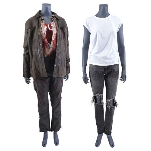 Lot #357: MARVEL'S JESSICA JONES (T.V. SERIES, 2015 - 2019) - Alisa Jones' Bloodied Murder of Nick Spanos Costume and Jessica Jones' Kilgrave Vision Costume