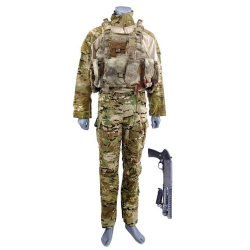 Lot #375: MARVEL'S THE PUNISHER (T.V. SERIES, 2017 - 2019) - Frank Castle's Kandahar Costume with Tactical Vest and Stunt Shotgun