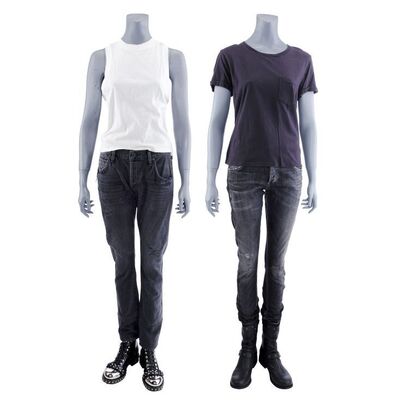 Lot #381: MARVEL'S JESSICA JONES (T.V. SERIES, 2015 - 2019) - Jessica Jones' Trish Walker Nightclub Confrontation Stunt Costume and Meeting with Detective Costa Costume