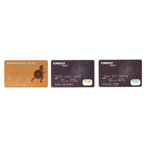 Lot #390: MARVEL'S IRON FIST (T.V. SERIES, 2017 - 2018) - Set of Three of Danny Rand and Ward Meachum's Credit Cards