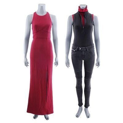 Lot #398: MARVEL'S DAREDEVIL (T.V. SERIES, 2015 - 2018) - Elektra Natchios' Stunt Gala Costume with Vigilante Costume