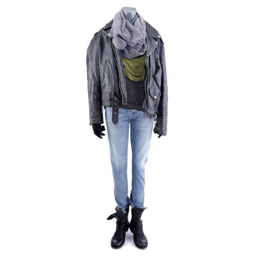 Lot #401: MARVEL'S JESSICA JONES (T.V. SERIES, 2015 - 2019) - Jessica Jones' Flashback Costume with Scarf, Gloves, and Malcolm Ducasse Closet Jacket