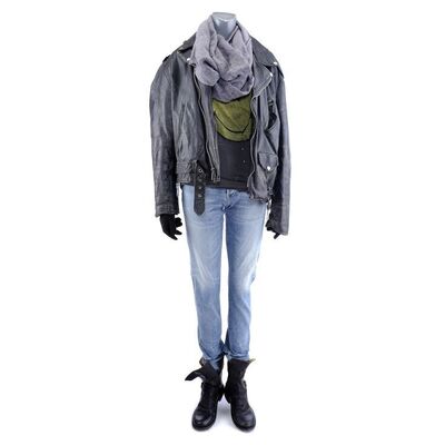 Lot #401: MARVEL'S JESSICA JONES (T.V. SERIES, 2015 - 2019) - Jessica Jones' Flashback Costume with Scarf, Gloves, and Malcolm Ducasse Closet Jacket