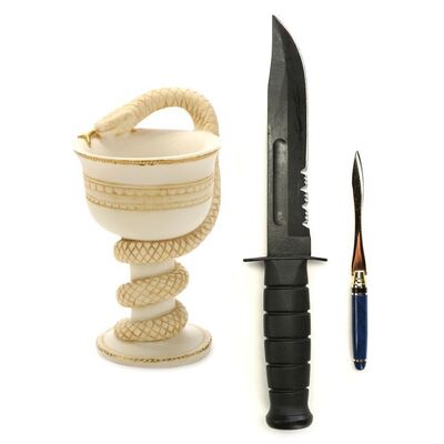 Lot #405: MARVEL'S THE PUNISHER (T.V. SERIES, 2017 - 2019) - Billy Russo's Stunt Knife with Krista Dumont's Goblet and Letter Opener