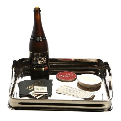Lot #415: MARVEL'S LUKE CAGE (T.V. SERIES, 2016 - 2018) - Harlem's Paradise Silver Tray with Harlem's Paradise Champagne Bottle and Branded Accessories