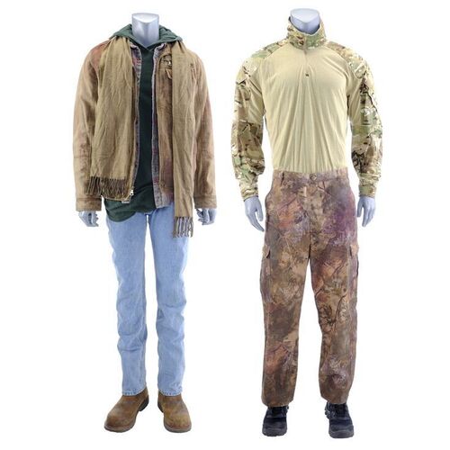 Lot #421: MARVEL'S THE PUNISHER (T.V. SERIES, 2017 - 2019) - David Lieberman's Bloodied Woods Costume and Gunner's Costume Components