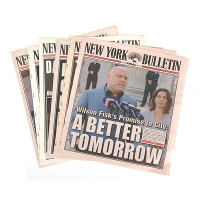 Lot #465: MARVEL'S DAREDEVIL (T.V. SERIES, 2015 - 2018) - Set of Six New York Bulletin Newspapers