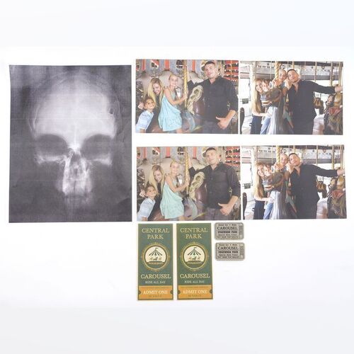Lot #485: MARVEL'S DAREDEVIL (T.V. SERIES, 2015 - 2018) - Set of Four Castle Family Carousel Photos, Four Tickets, and X-Ray Skull Copy