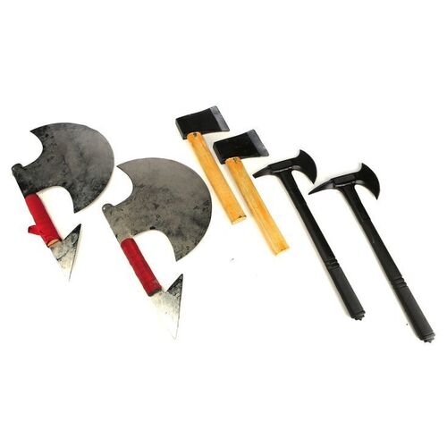 Lot #488: MARVEL'S IRON FIST (T.V. SERIES, 2017 - 2018) - Two Metal The Hand Axes, Two Yangshi Gonshi Stunt Hatchets, and Two Hatchetmen Stunt Axes