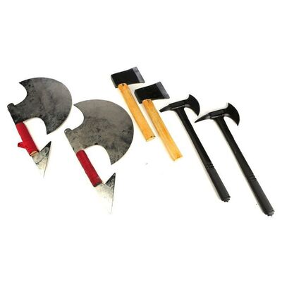 Lot #488: MARVEL'S IRON FIST (T.V. SERIES, 2017 - 2018) - Two Metal The Hand Axes, Two Yangshi Gonshi Stunt Hatchets, and Two Hatchetmen Stunt Axes