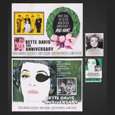 Lot #25 - THE ANNIVERSARY (1968) - Two UK Quads, UK Pressbook and Bette Davis Publicity Still, 1968