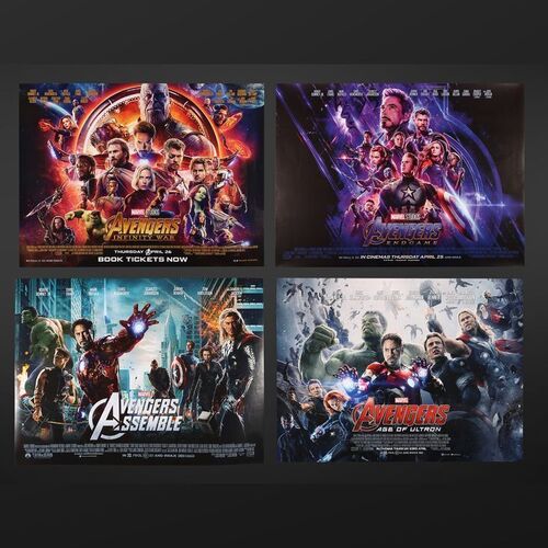 Lot #35 - AVENGERS ASSEMBLE, AGE OF ULTRON, INFINITY WAR, ENDGAME (2012-2019) - Four UK Quads, 2012, 2015, 2018, 2019
