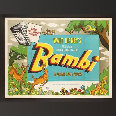 Lot #43 - BAMBI (1942) - UK Quad, 1957