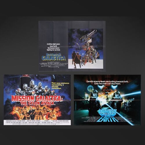 Lot #55 - BATTLESTAR GALACTICA: VARIOUS PRODUCTIONS (1978 - 1980) - Three UK Quads, 1978 - 1980