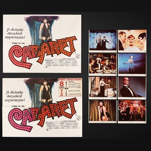 Lot #76 - CABARET (1972) - Two UK Quads and Complete Set of Eight US Front of House Lobby Cards, 1972