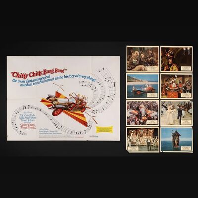 Lot #80 - CHITTY CHITTY BANG BANG (1968) - UK Style A Quad and Complete Set of Eight British Front of House Lobby Cards, 1978