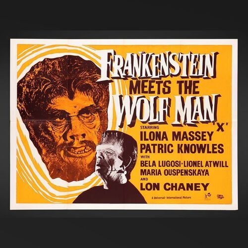 Lot #124 - FRANKENSTEIN MEETS THE WOLF MAN (1943) - UK Quad, 1960s