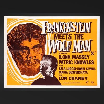 Lot #124 - FRANKENSTEIN MEETS THE WOLF MAN (1943) - UK Quad, 1960s