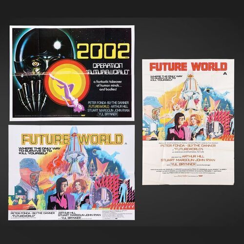 Lot #126 - FUTUREWORLD (1976) - Two UK Quads and 40" x 60" Poster, 1976