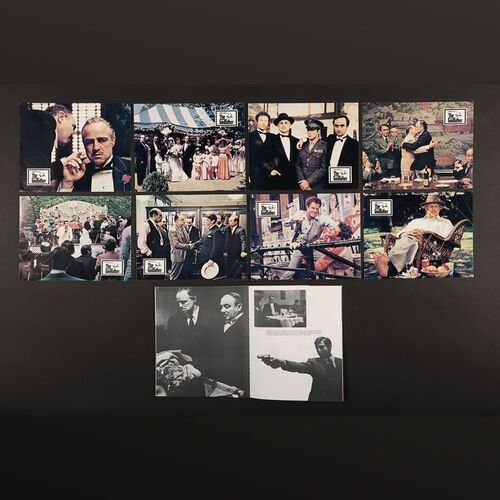 Lot #132 - THE GODFATHER (1972) - Complete Set of Eight British Front of House Cards and Press Brochure, 1972