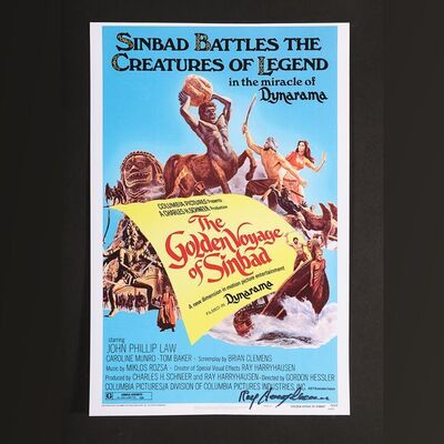 Lot #135 - THE GOLDEN VOYAGE OF SINBAD (1973) - Ray Harryhausen Autographed Poster
