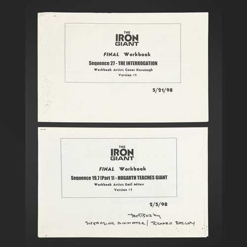Lot #170 - THE IRON GIANT (1999) - Two Sets of Printed Illustrated Storyboards, 1998