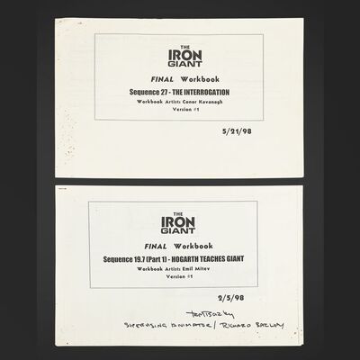 Lot #170 - THE IRON GIANT (1999) - Two Sets of Printed Illustrated Storyboards, 1998