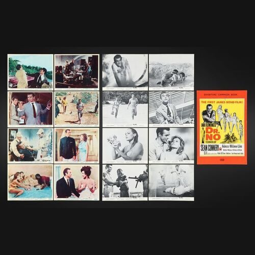 Lot #175 - JAMES BOND: DR. NO (1962) - Complete Set of Eight British Front of House Lobby Cards, Eight Re-Release Cards and Exhibitors' Campaign Book, 1962 and 1960s