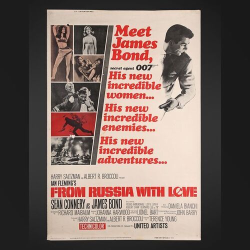 Lot #182 - JAMES BOND: FROM RUSSIA WITH LOVE (1963) - Carter-Jones Collection: US 40x60 "Style-Y" Poster, 1963
