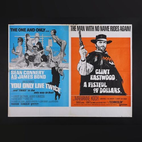 Lot #202 - JAMES BOND: YOU ONLY LIVE TWICE (1967)/ A FISTFUL OF DOLLARS 1964) - Double-Bill UK Quad, 1971