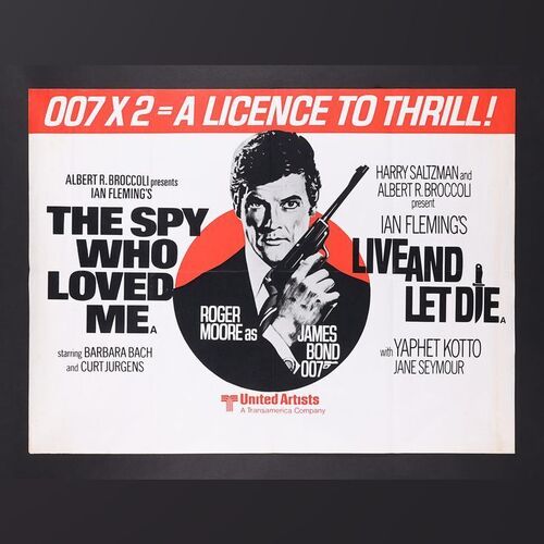 Lot #216 - JAMES BOND: LIVE AND LET DIE (1973) / THE SPY WHO LOVED ME (1977) - UK Double-Bill Quad, 1979