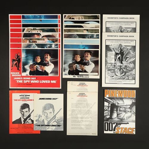 Lot #222 - JAMES BOND: SPY WHO LOVED ME (1977) - Complete Set of Eight US Lobby Cards, Eight British Front of House Cards and Various Press Items, 1977